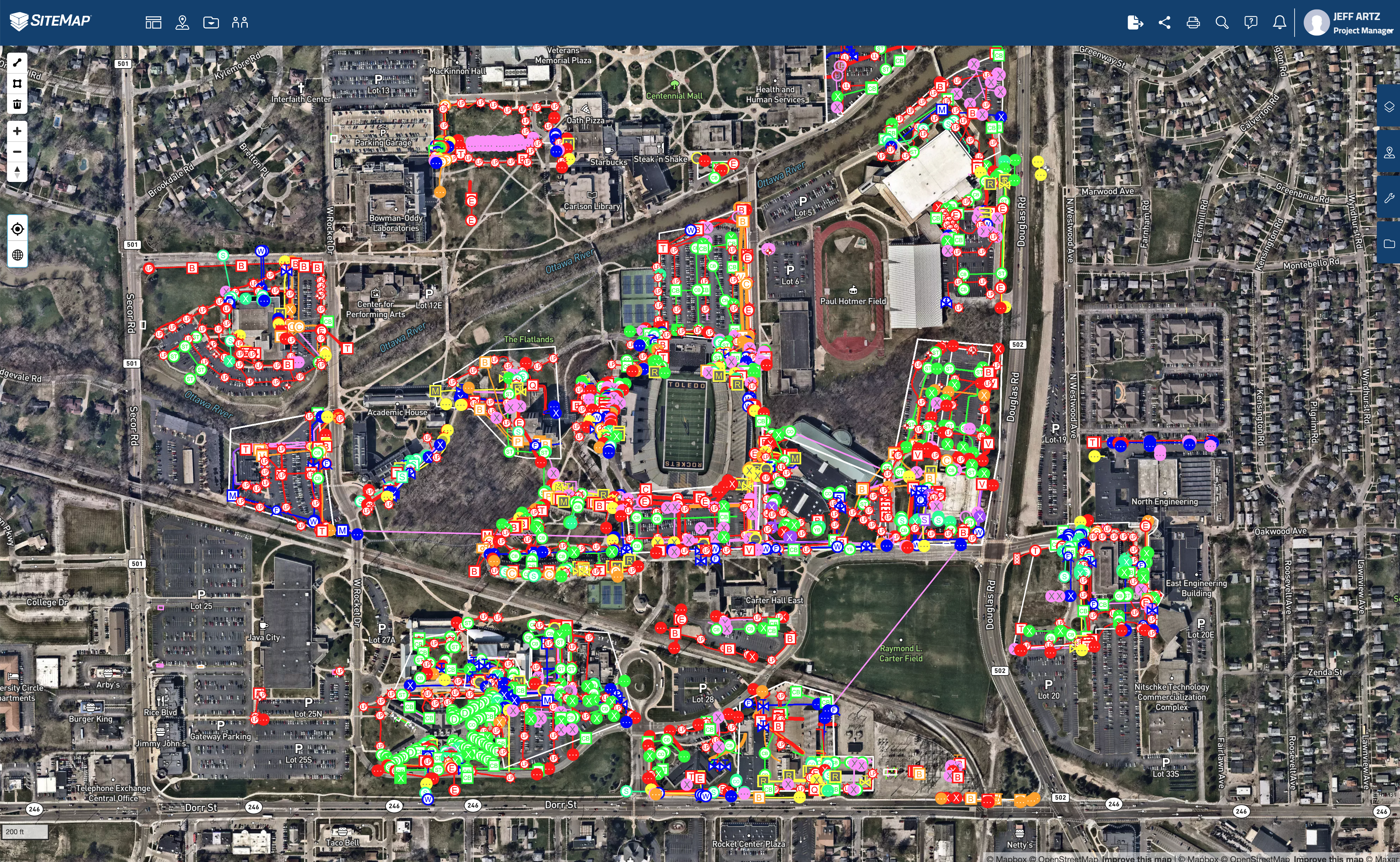 A view of a SiteMap subsurface utility map