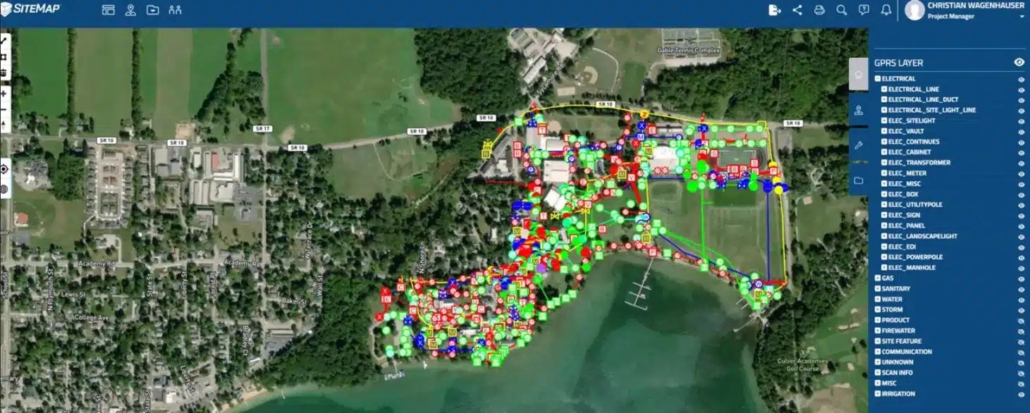 SiteMap Powered by GPRS Underground Utility Data