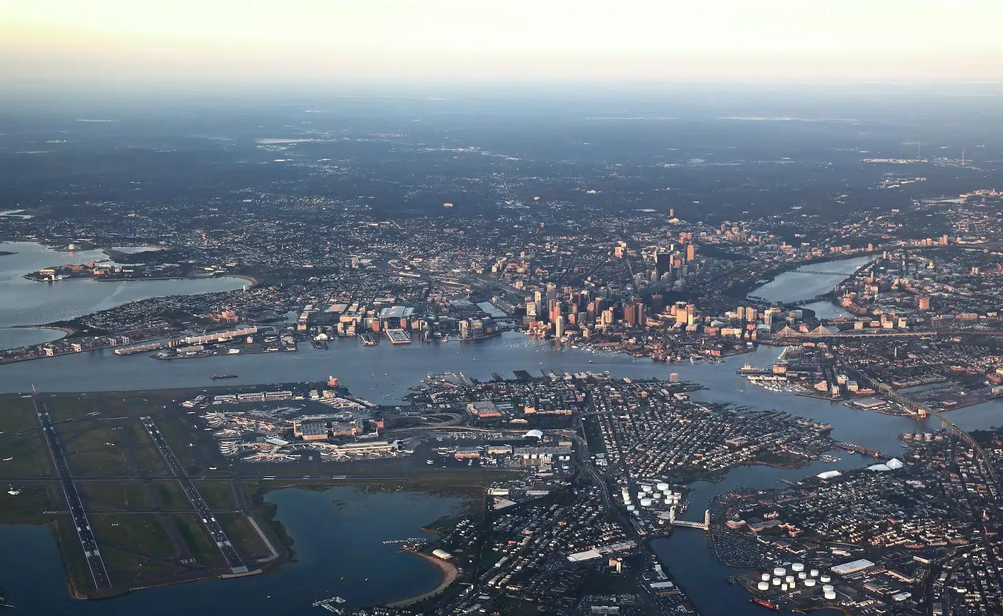 Aerial view of the Boston airport