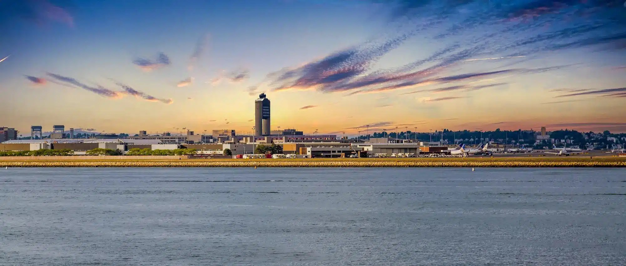 Boston airport, ocean view