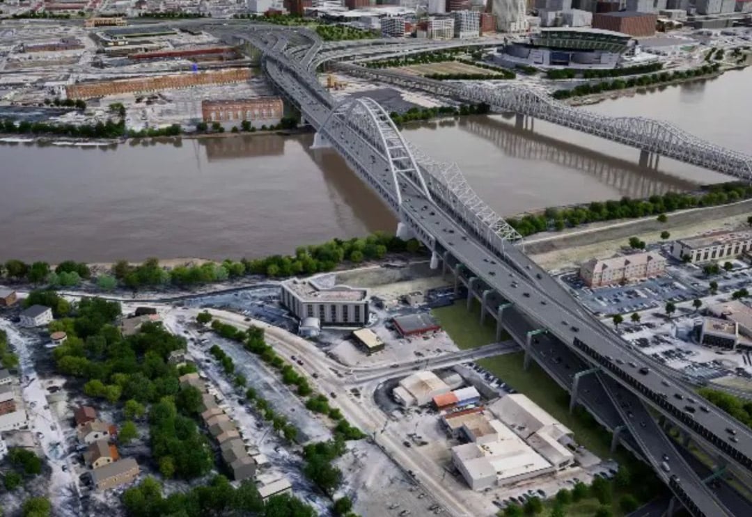 Aerial rendering of the Brent Spence Bridge Corridor