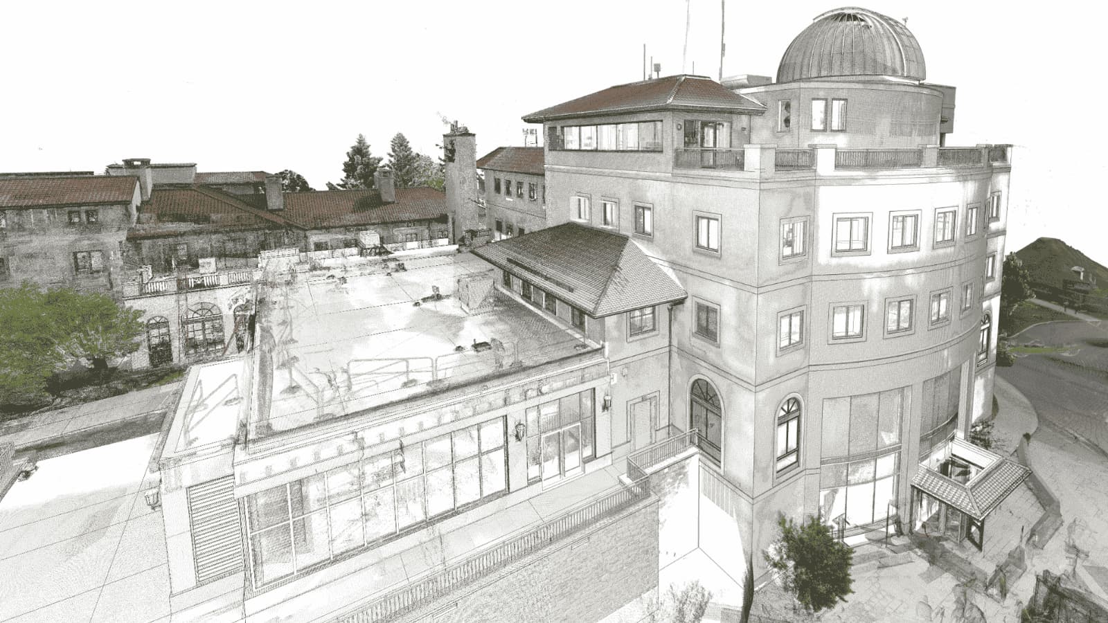 A point cloud model with BIM overlay.