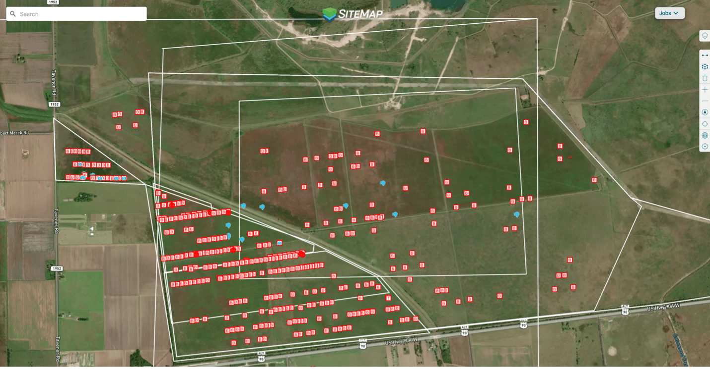 Screenshot of SiteMap® utility mapping data.