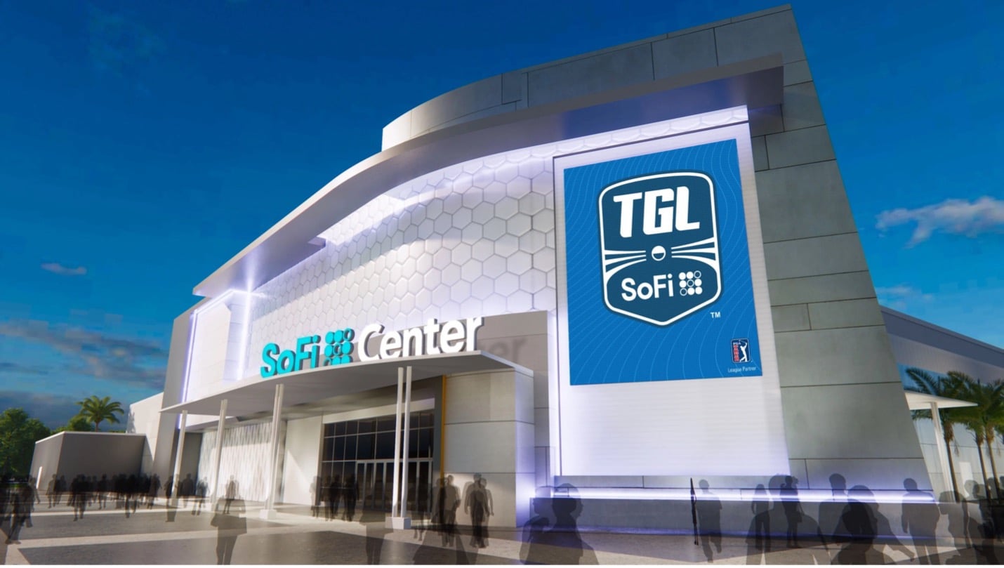 Exterior rendering of TGL’s SoFi Center.