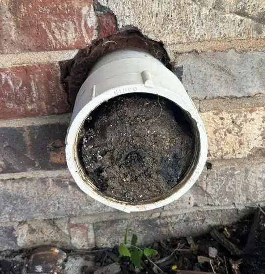 A clogged storm drain clean out.